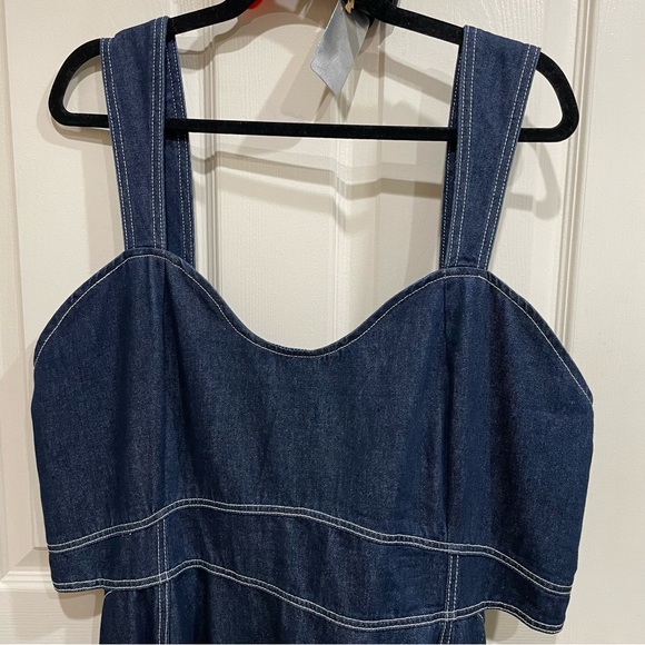 Anthropologie 2X Aureta Studio Corset Denim Cutout Plus Dress NWT - Picture 4 of 13
